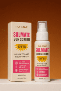 Ruhmaé Solmate Sunscreen bottle.